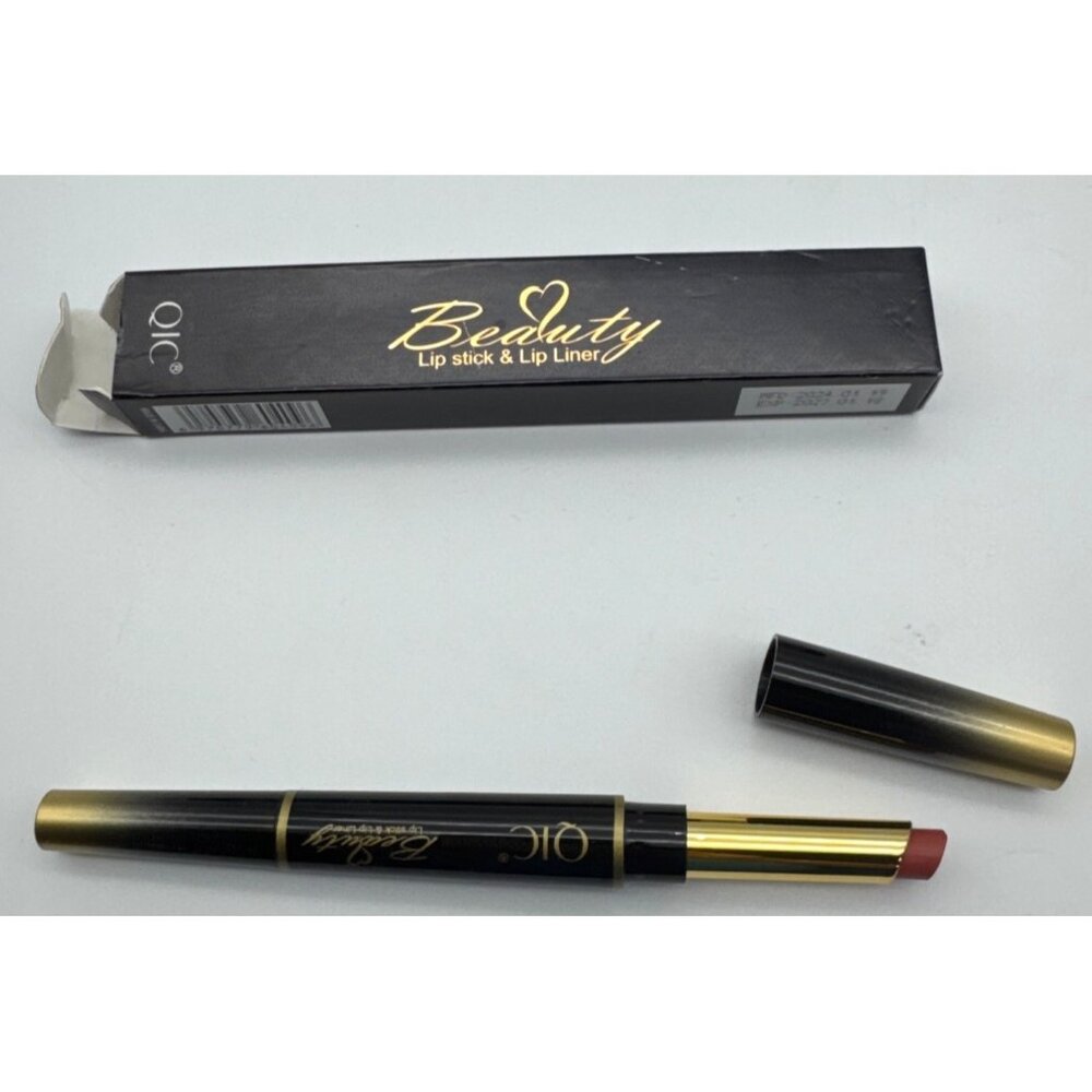 NIB Beauty QIC  Double-Ended Auto-Rotating Lipstick & Lip Liner All In One #12